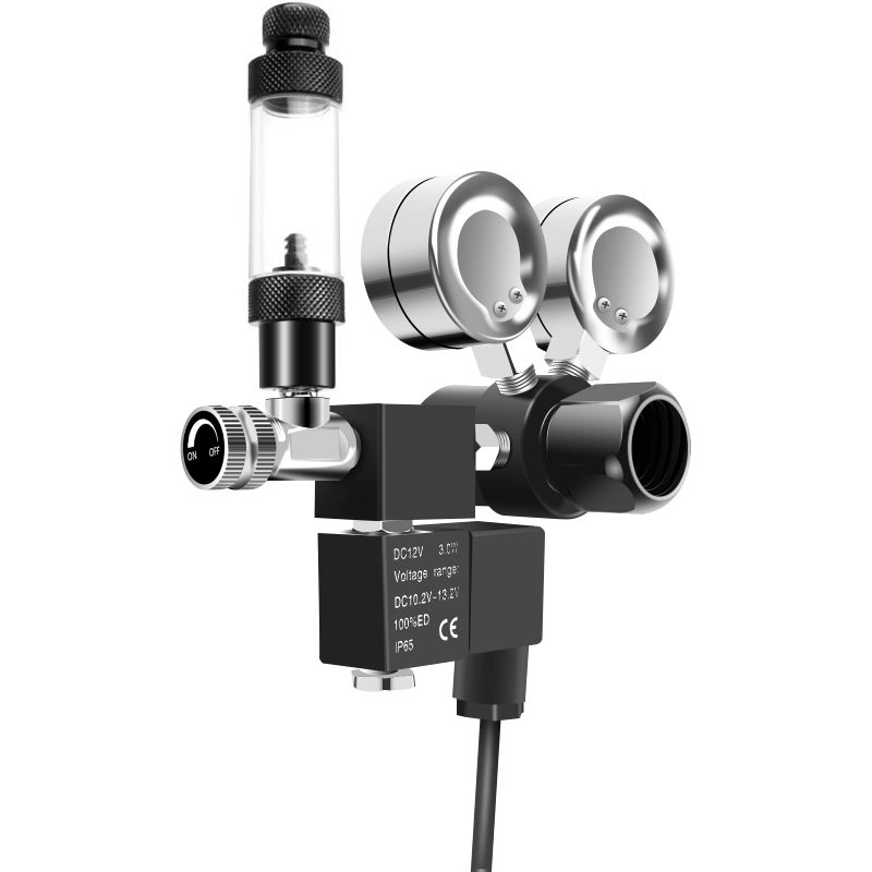 Fzone منظم CO2 لحوض السمك FZONE مع صمام كهربائي وعداد فقاعات وصمام فحص لنظام CO2 للنباتات DIY أسطوانة مفتوحة من الجانب CGA320 - Image 4